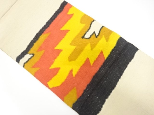 JAPANESE KIMONO / ANTIQUE NAGOYA OBI / FUSHI TSUMUGI / WOVEN GEOMETRIC